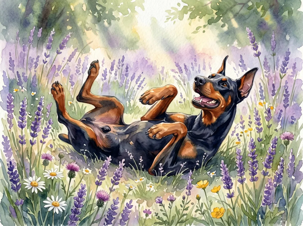 Doberman Pinscher watercolor calendar month 5